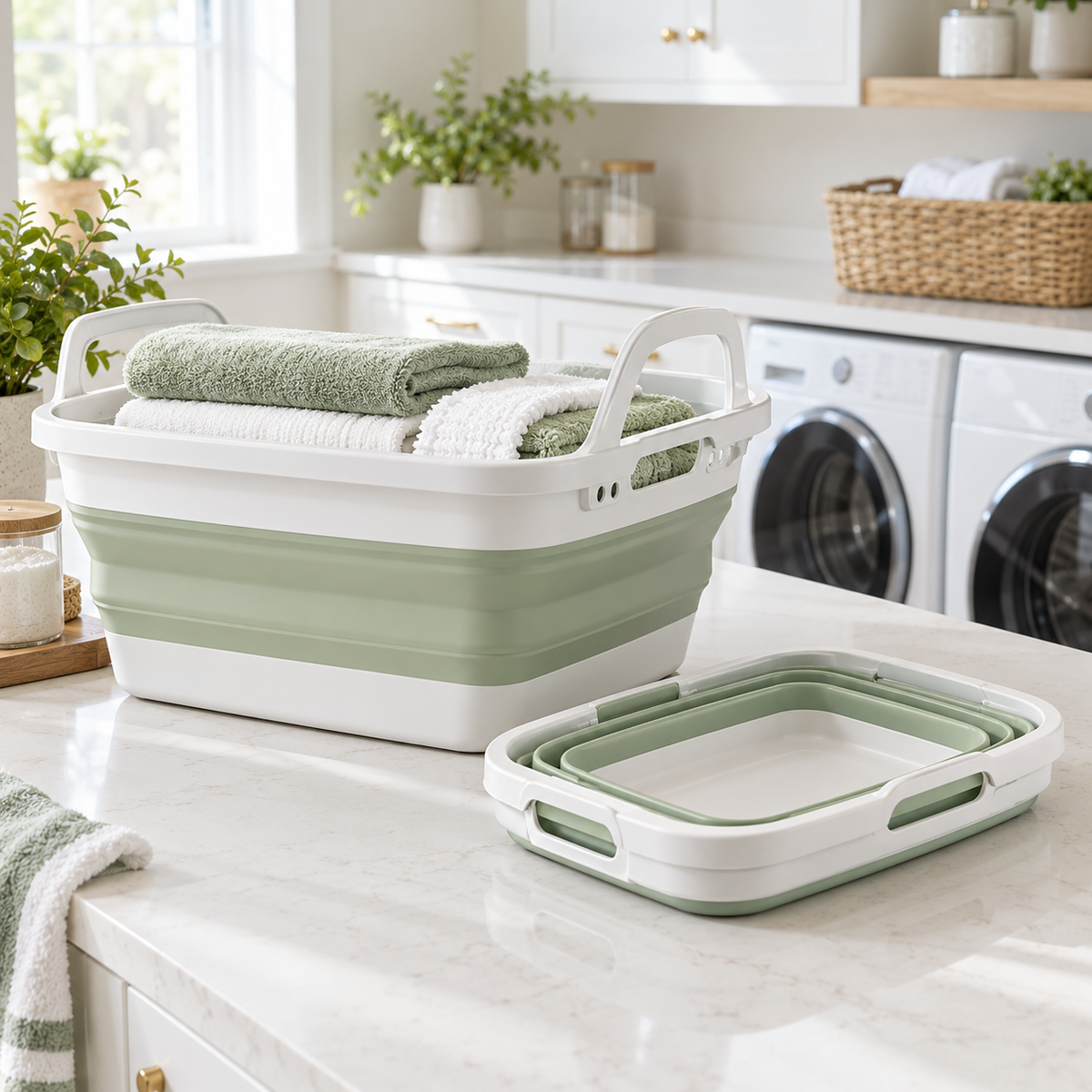 zyqverul Collapsible Laundry Basket — laundry room setting