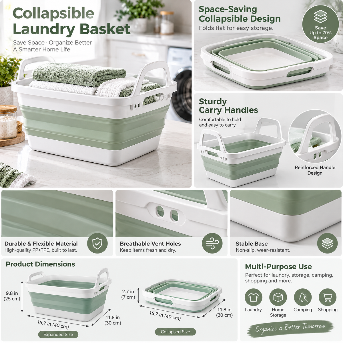 zyqverul Collapsible Laundry Basket — design details