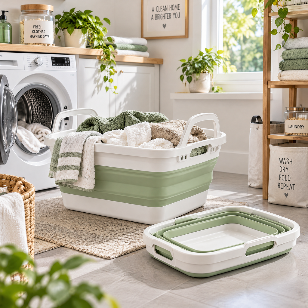zyqverul Collapsible Laundry Basket — lifestyle view