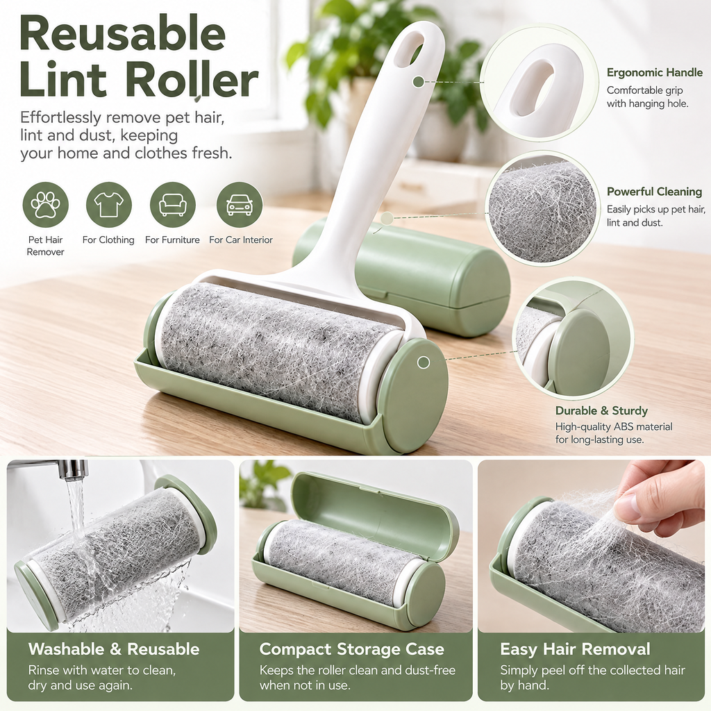 zyqverul Reusable Lint Roller with Case — design details