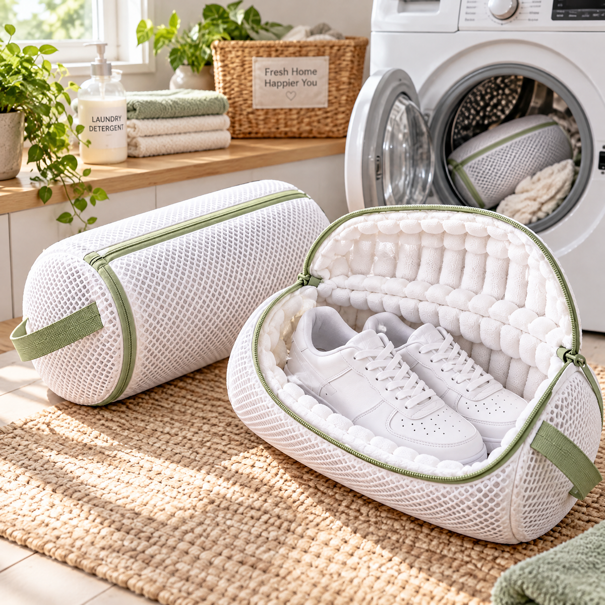 zyqverul Padded Mesh Shoe Wash Bag — lifestyle view
