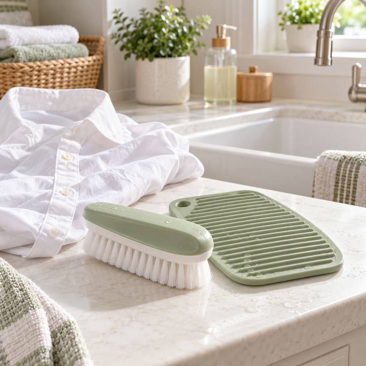 zyqverul Laundry Brush & Scrub Board Set — laundry room setting