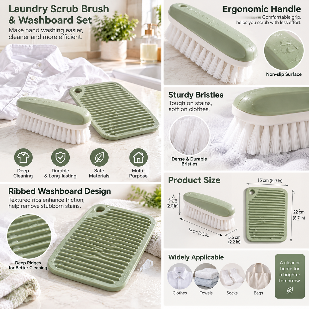 zyqverul Laundry Brush & Scrub Board Set — design details