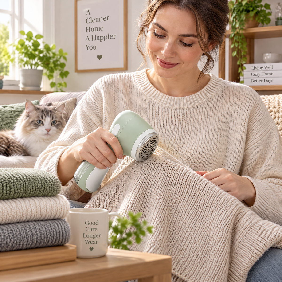 zyqverul Sage Electric Fabric Shaver — lifestyle view